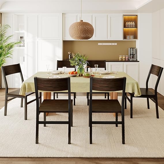 Dining Chairs Set of 6 with Ergonomic Backrest