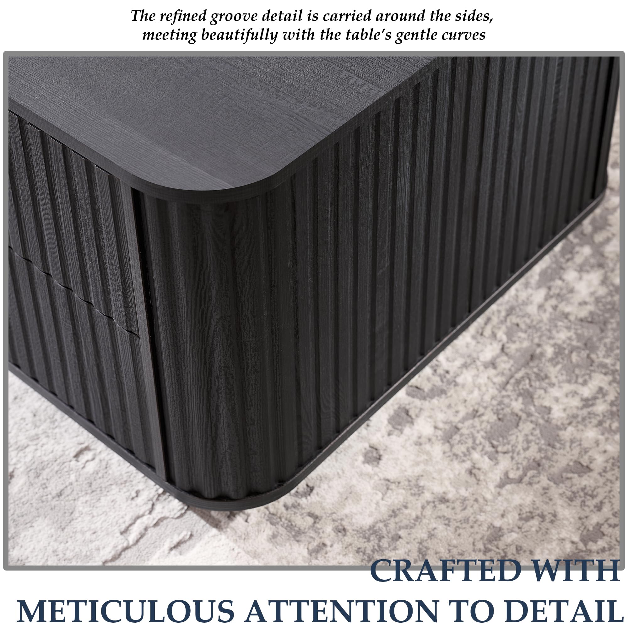 51" Fluted Coffee Table with 4 Drawers