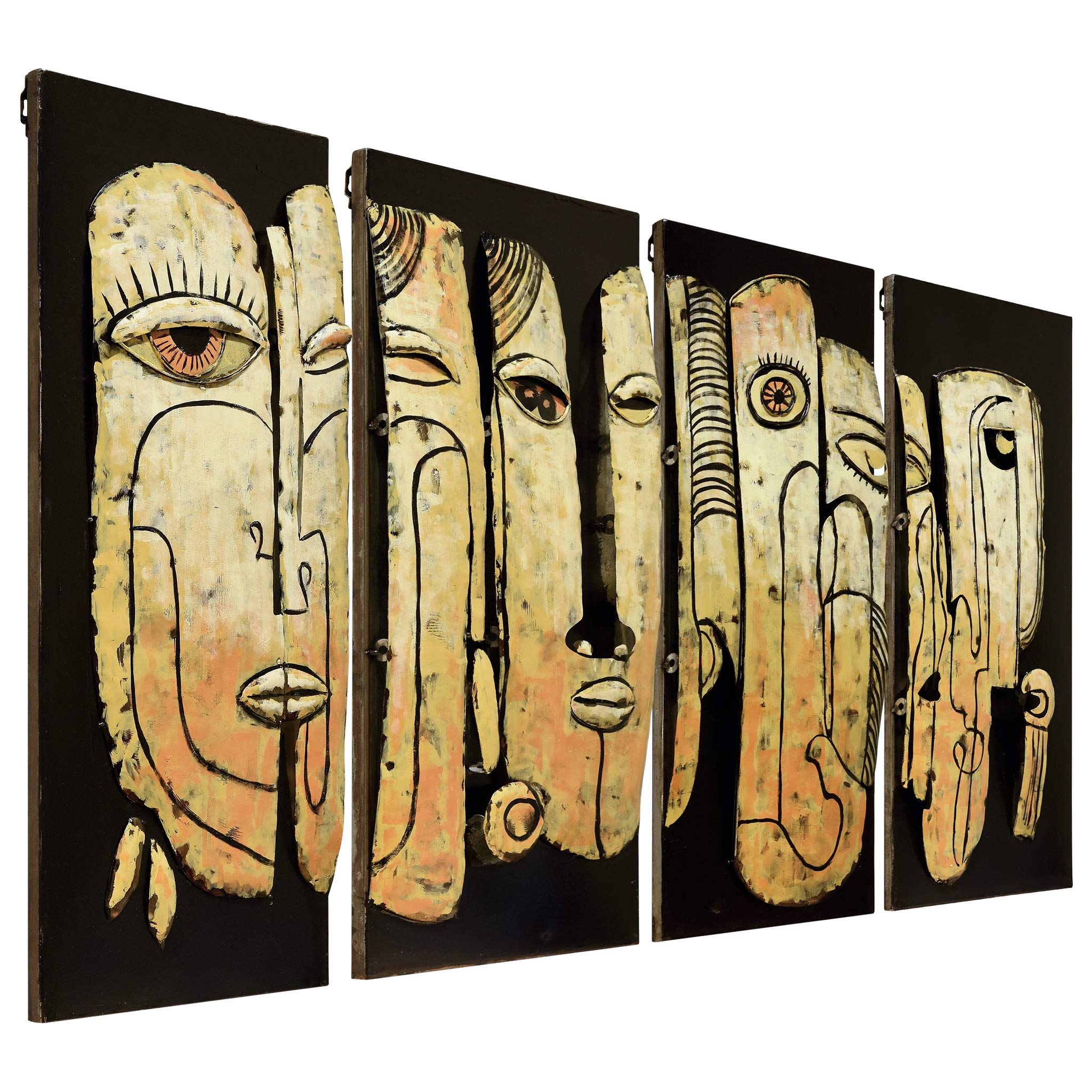 Totem Poles Abstract Face Metal Wall Sculpture 3D Art
