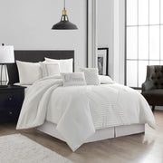 7-Piece Tufted Embroidery Comforter Set California King White