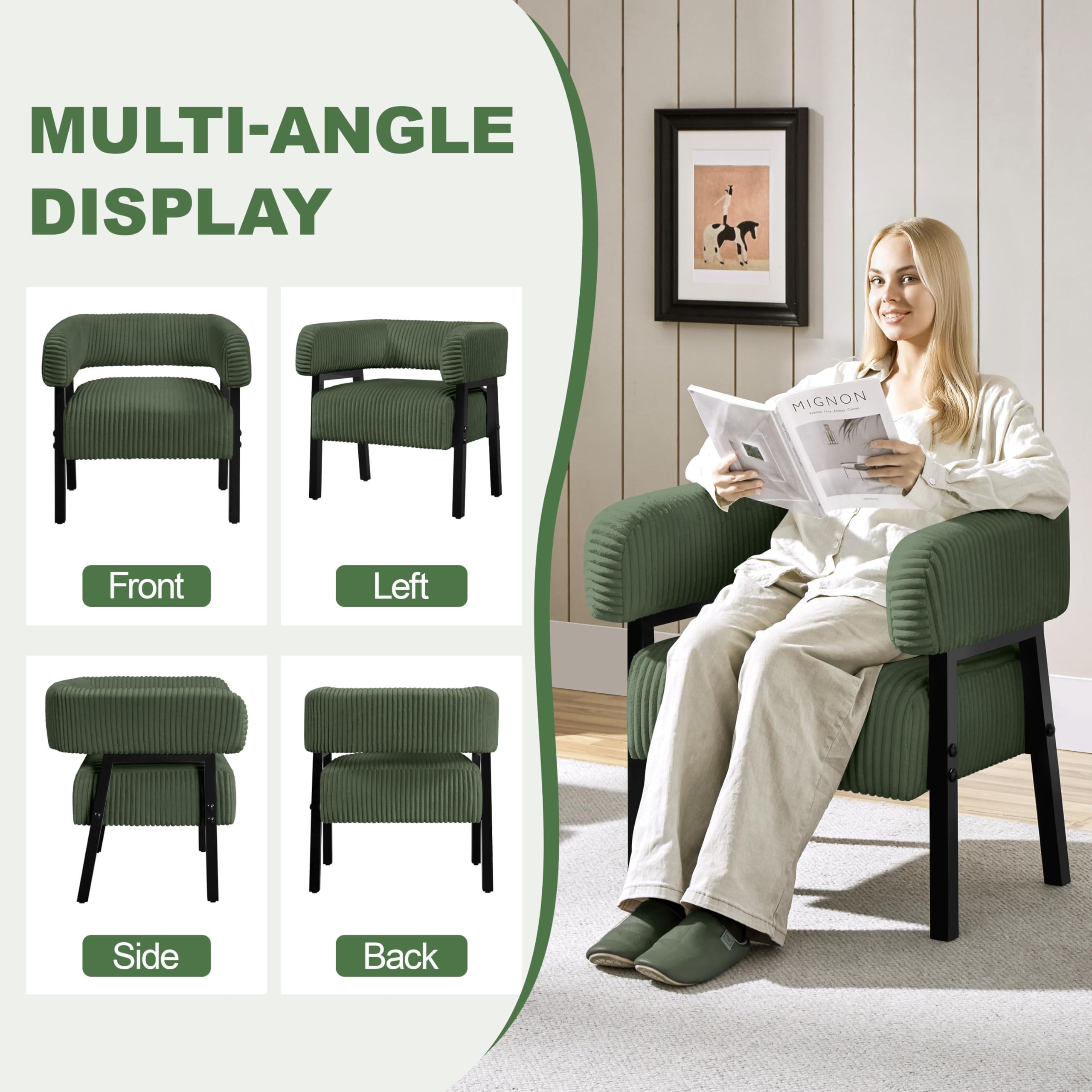 Corduroy Barrel Accent Chair Set of 2