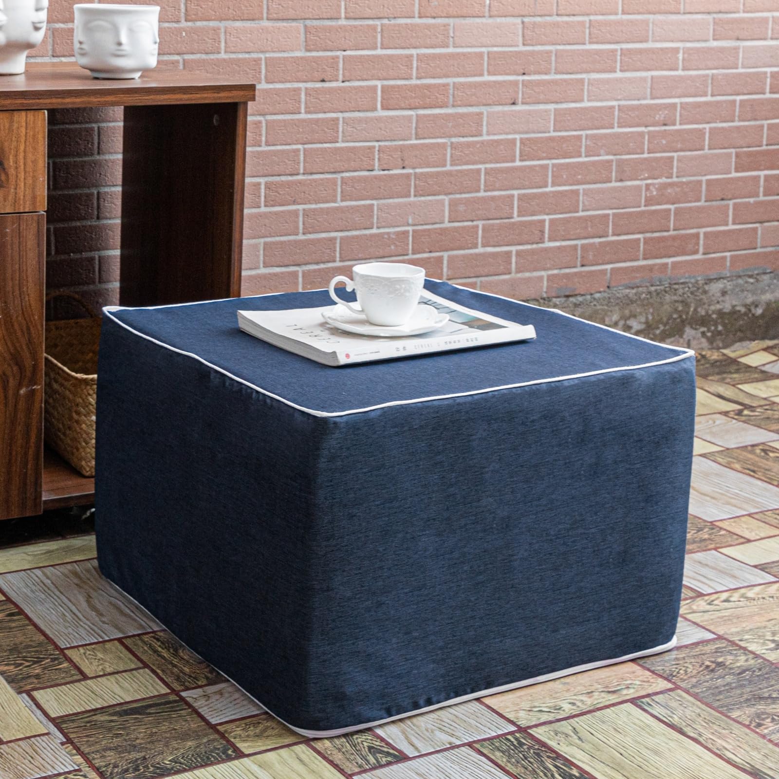 Outdoor Square Ottoman 20x20x14 Inches Waterproof Foam Footstool