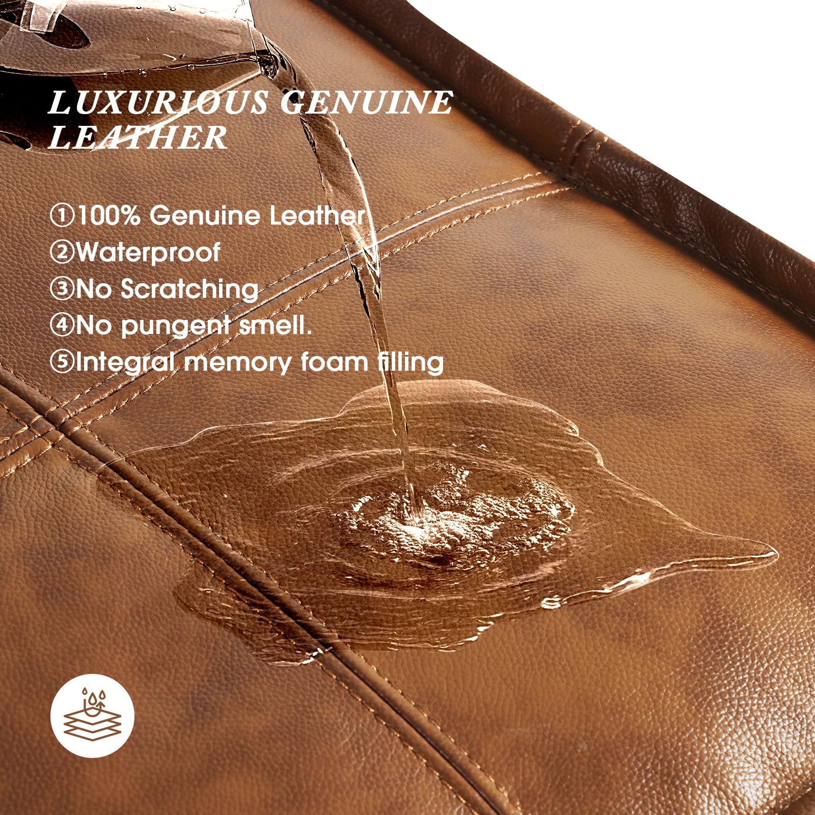 Genuine Leather Square Ottoman Pouf
