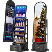 Full Length Mirror Jewelry Cabinet with Storage