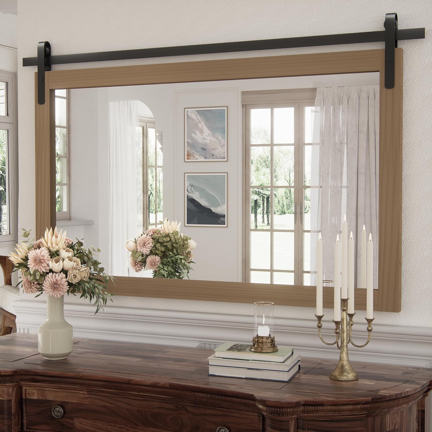 Black Farmhouse Wall Mirror 40x26 Inch