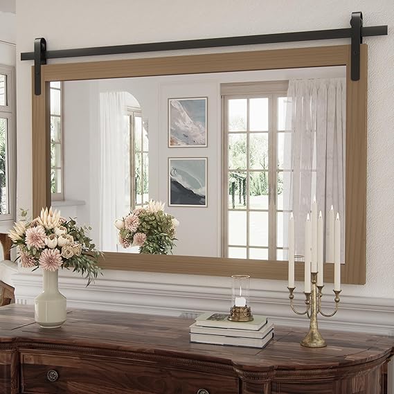 Black Farmhouse Wall Mirror 40x26 Inch