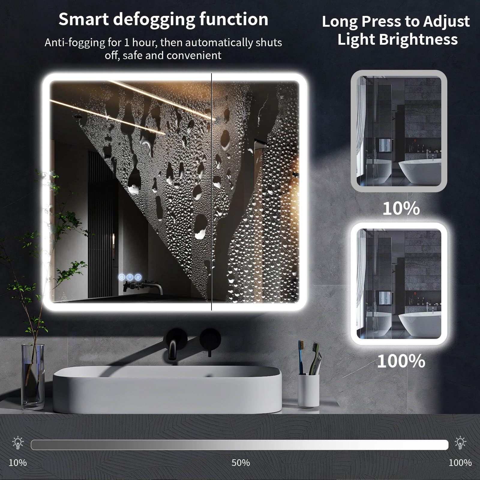 36x32 LED Bathroom Medicine Cabinet with Mirror