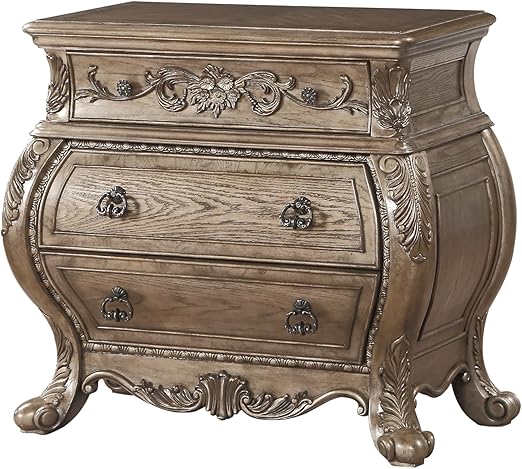 Wood Nightstand with 3 Drawers in Vintage Oak