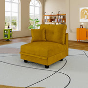 Modular Sectional Sofa with Storage - Yellow Corduroy Armless Chair