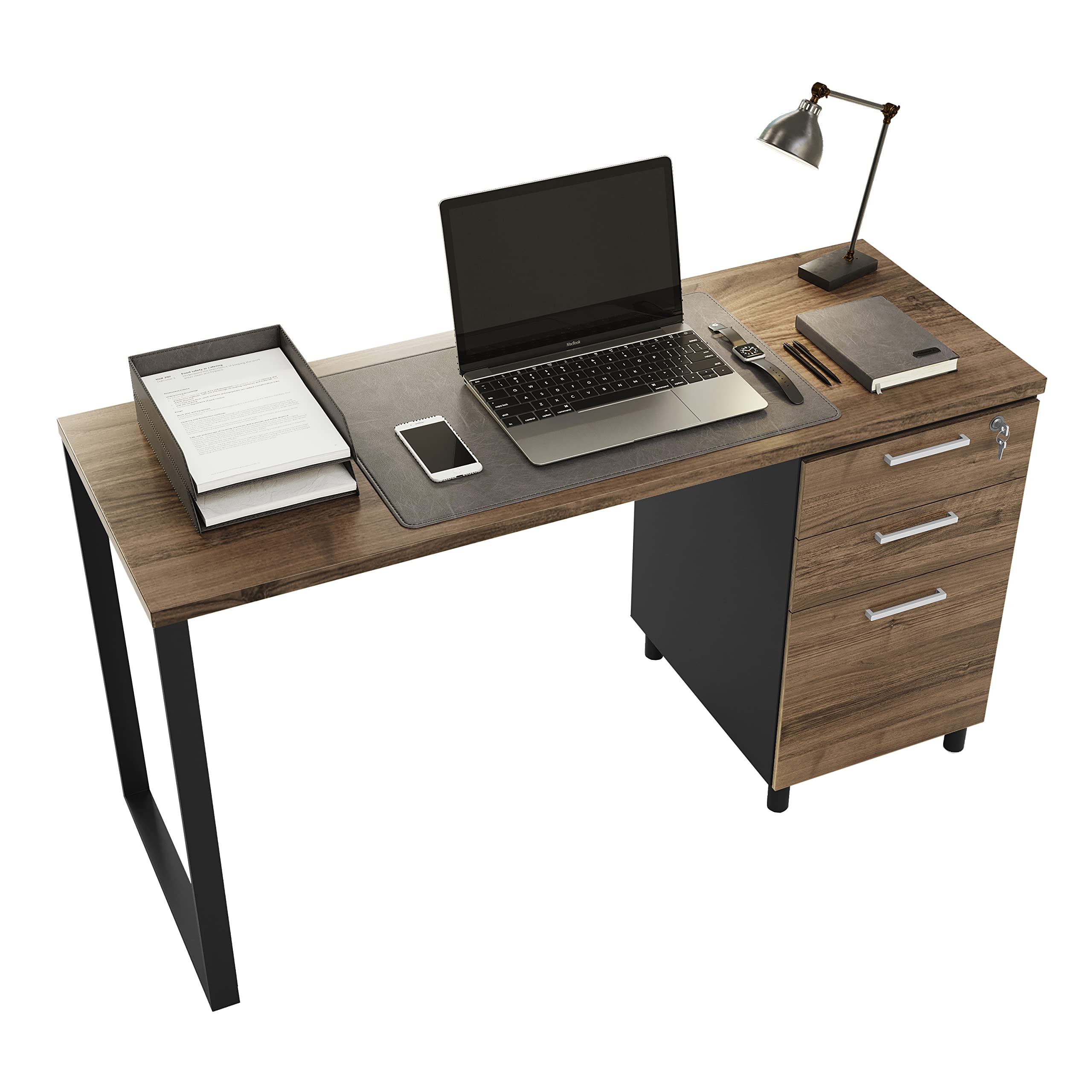 Milano Office Computer Desk with 3 Locking Drawers