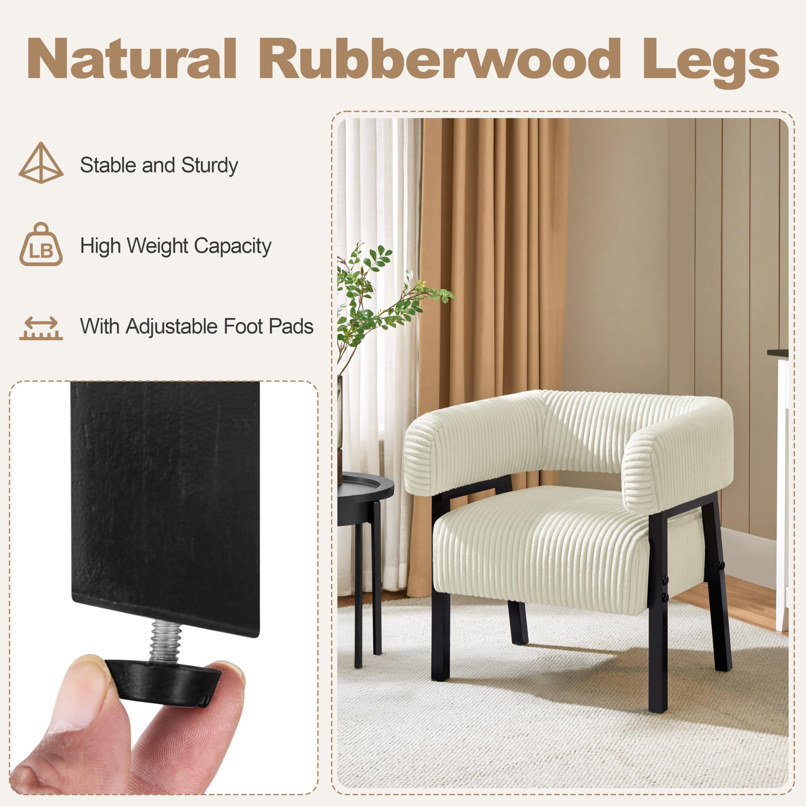 Corduroy Barrel Accent Chair Set of 2