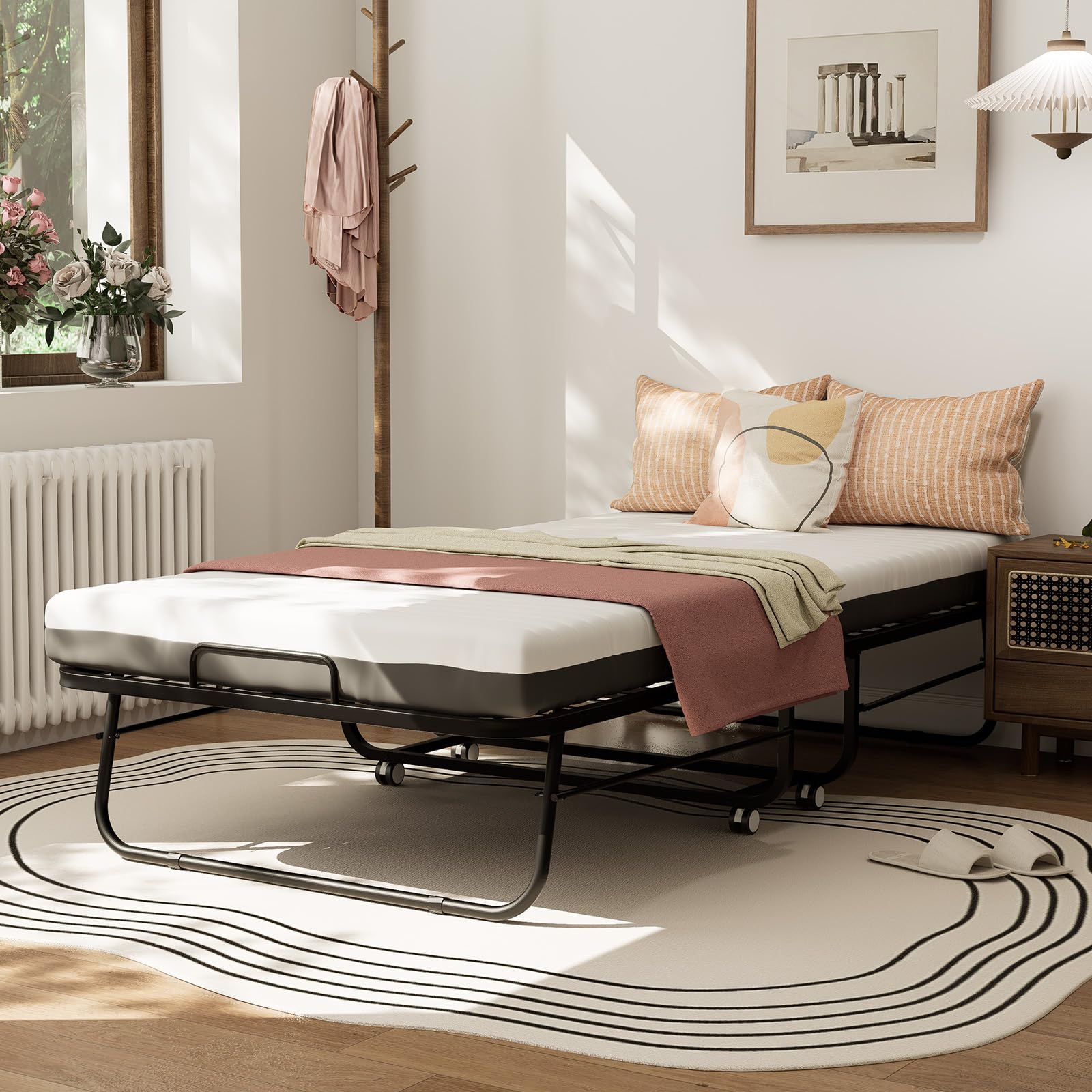 Folding Bed with Memory Foam Mattress 75x46