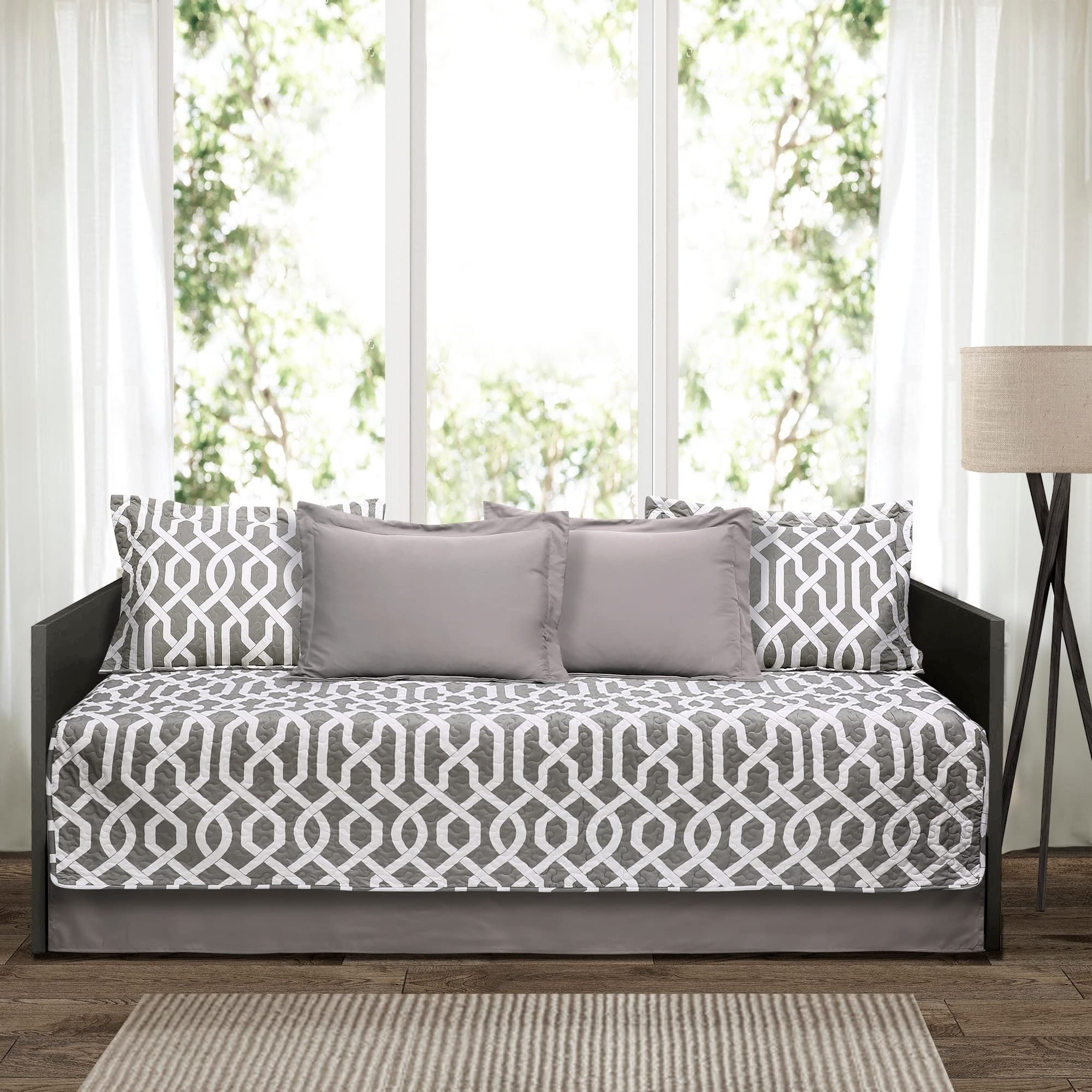 Edward Trellis Daybed Cover Set Navy White 6 Piece