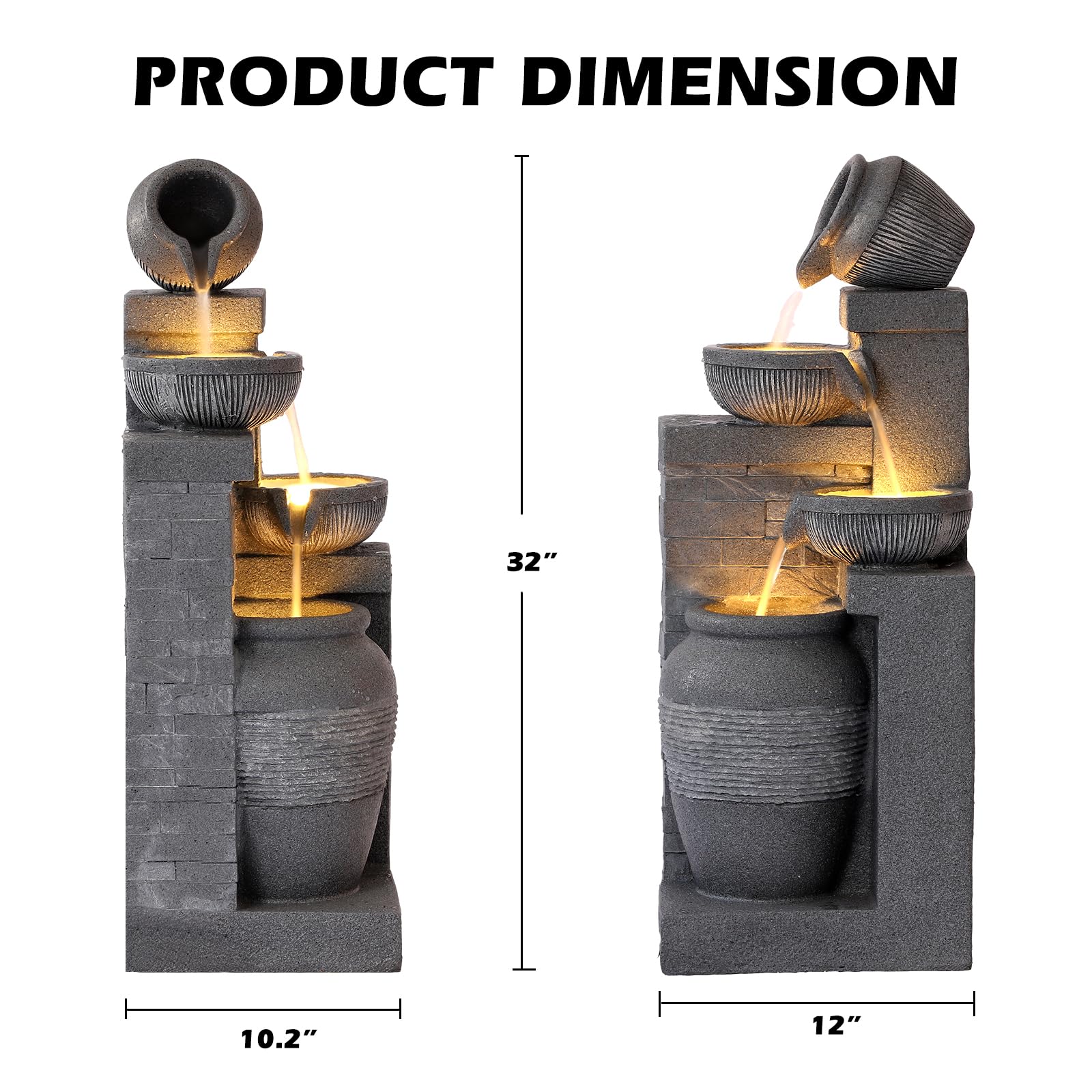4-Tier LED Water Fountain