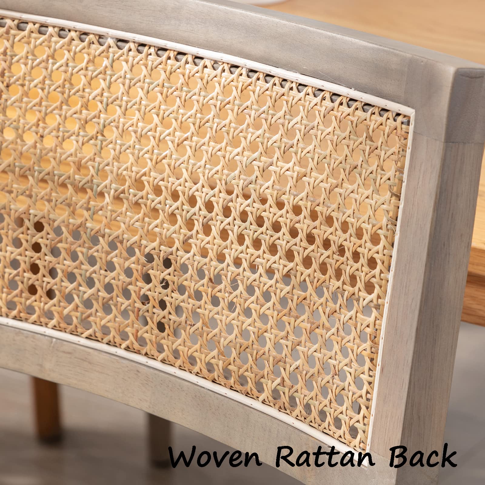 Farmhouse Dining Chairs Set of 2 - Rattan Cane Back Upholstered Kitchen Chairs