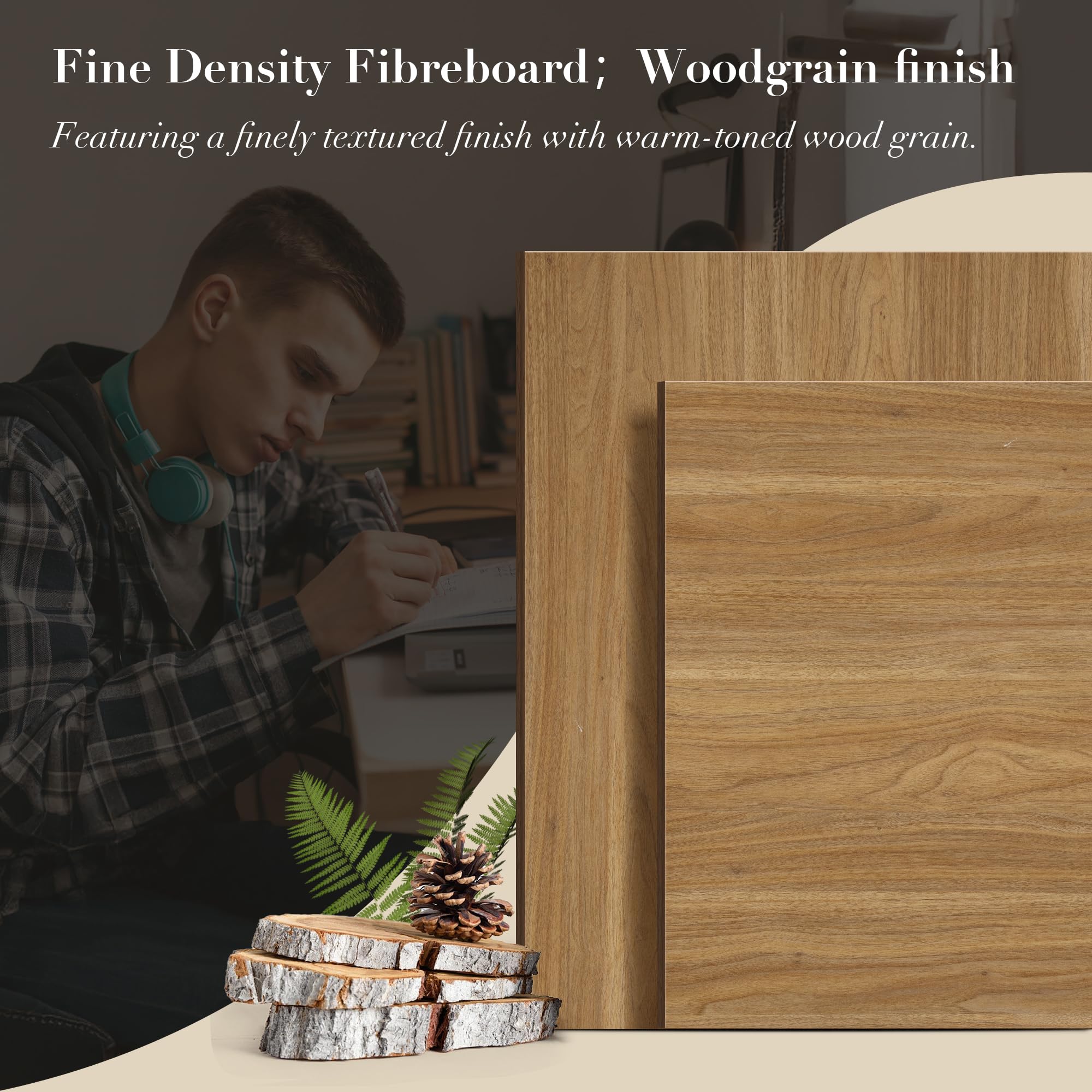 Executive Desk with 5 Drawers and Charging Station