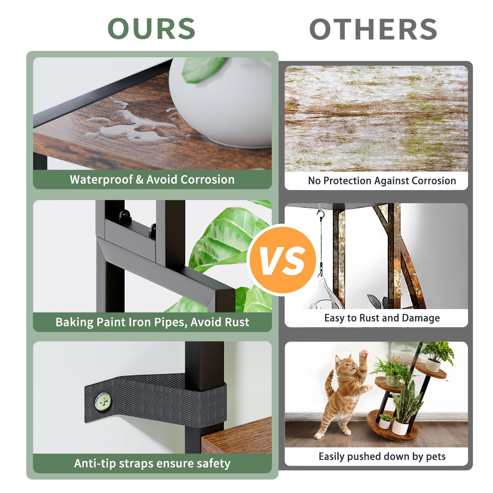 5-Tier Plant Stand with Grow Light 72 Inch