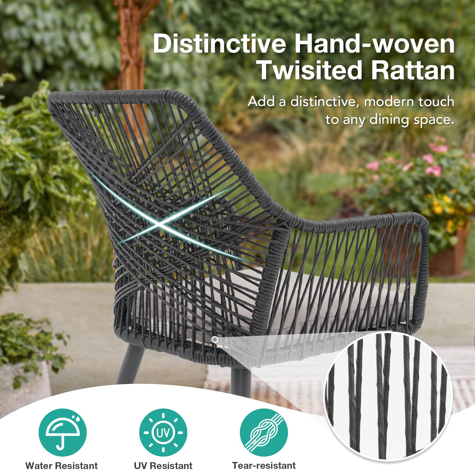 5-Piece Patio Dining Set with Cushioned Chairs