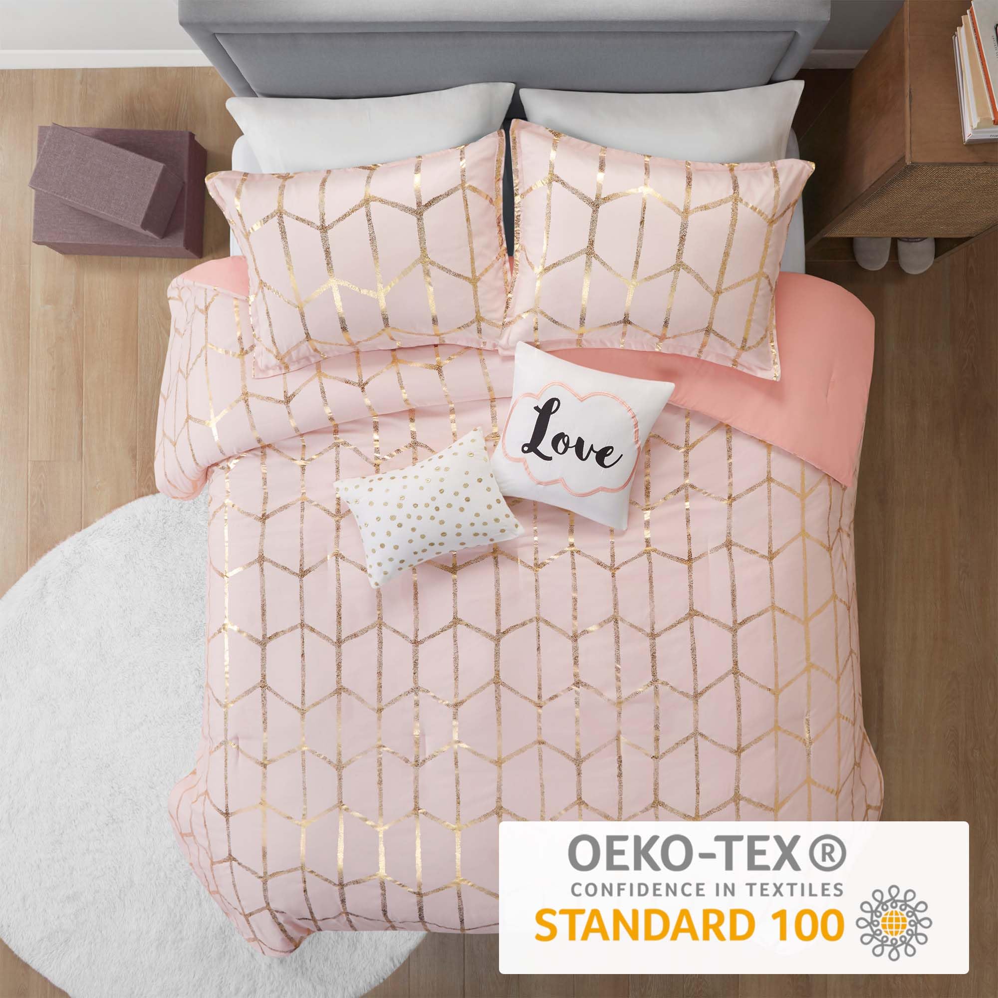 Geometric Metallic Comforter Set Full/Queen