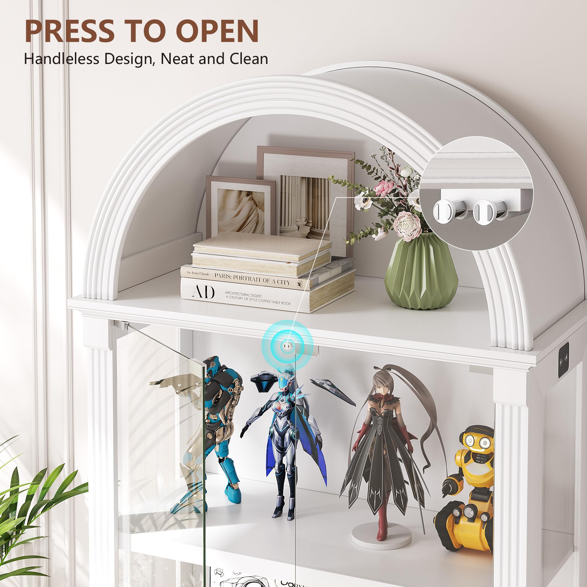 Lighted Glass Display Cabinet with Motion Sensor LED