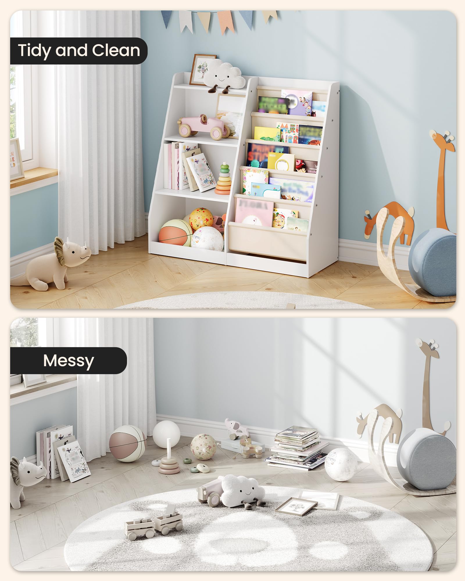 35.4" Kids Bookshelf and Toy Storage Organizer