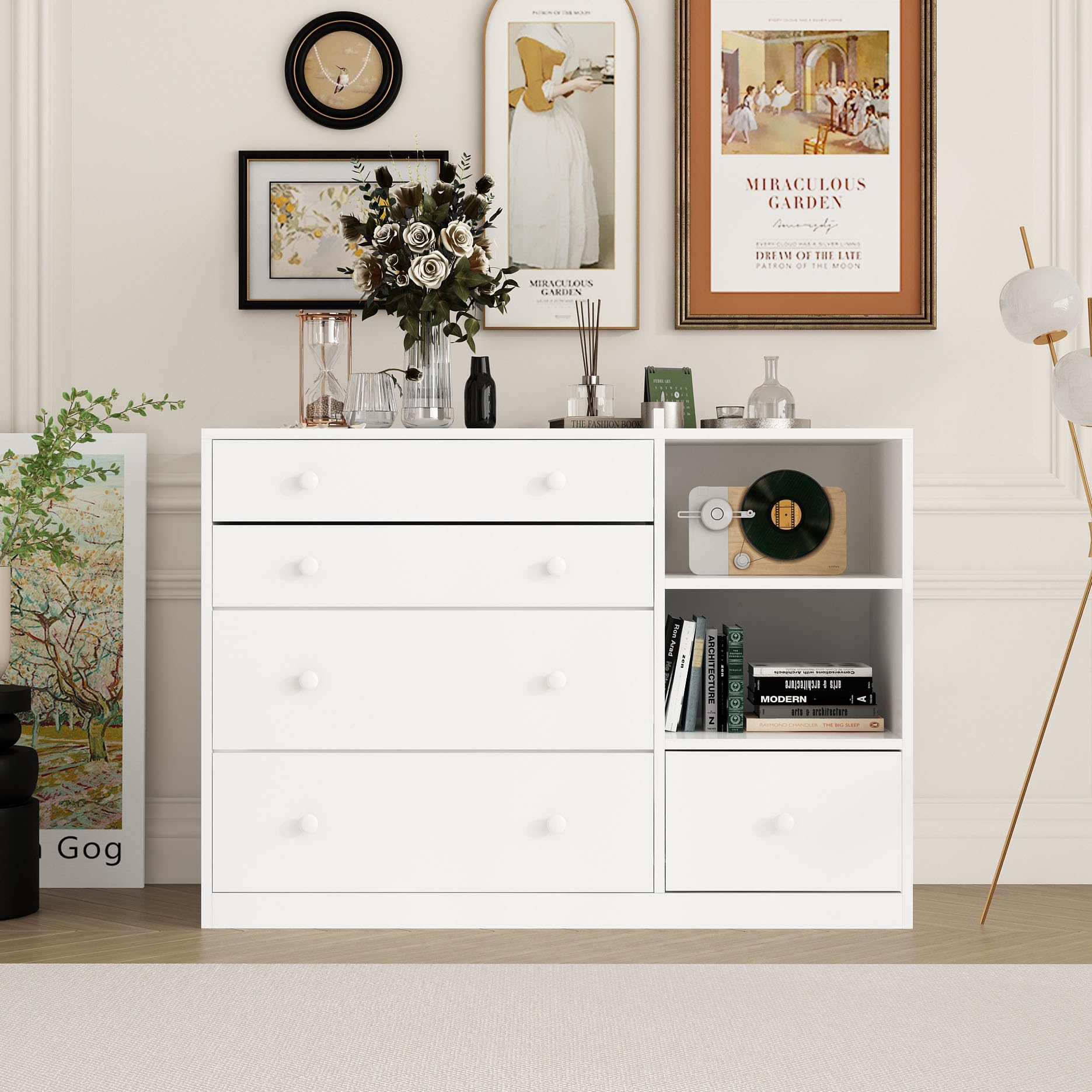 Baby Changing Table Dresser with 5 Drawers