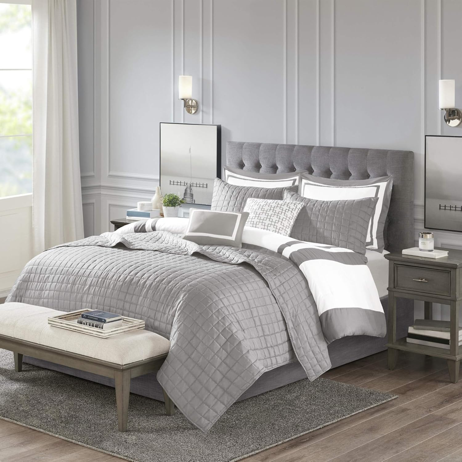 Seersucker Comforter and Coverlet Set King 8 Piece