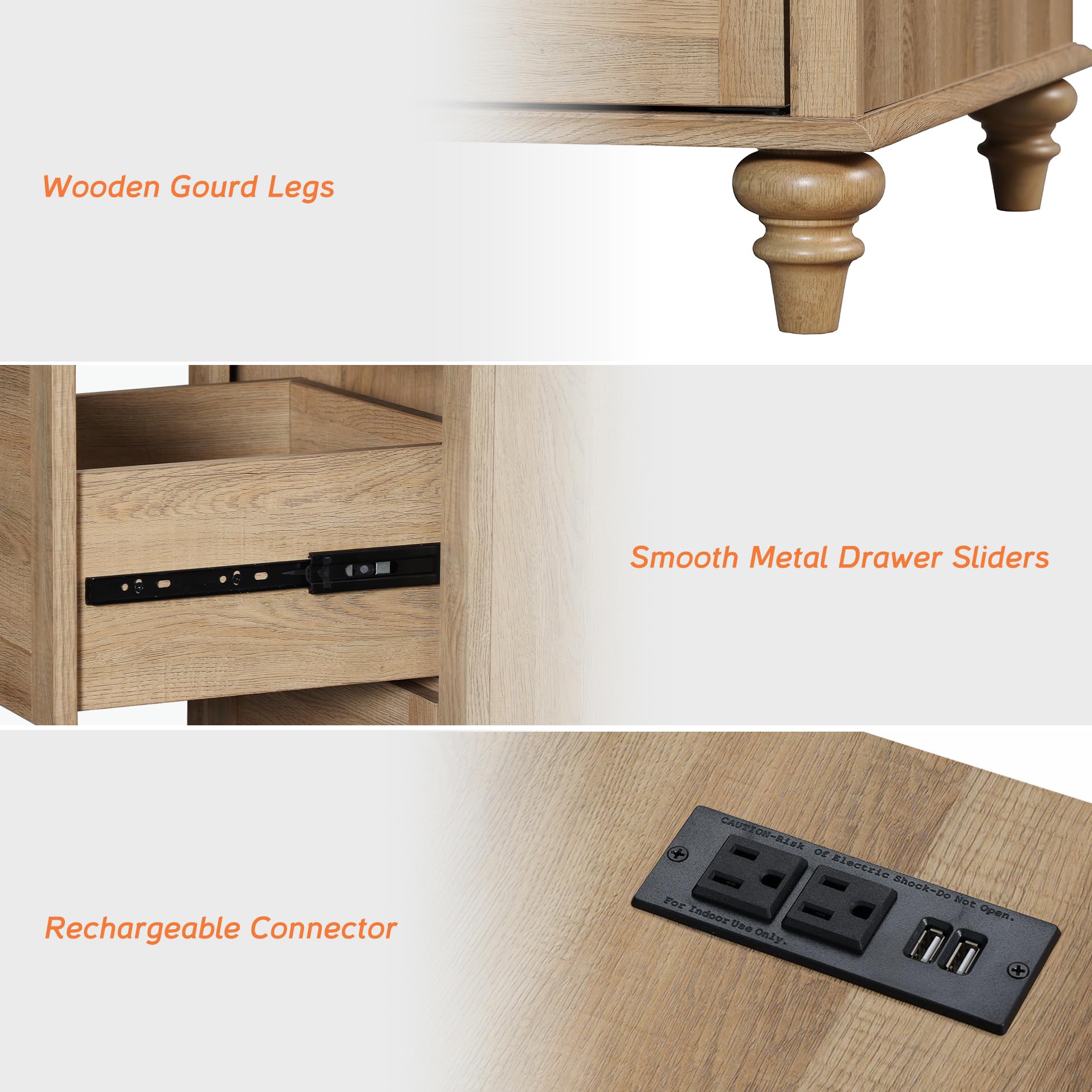 5-Drawer Dresser with Charging Station and Storage Cabinet