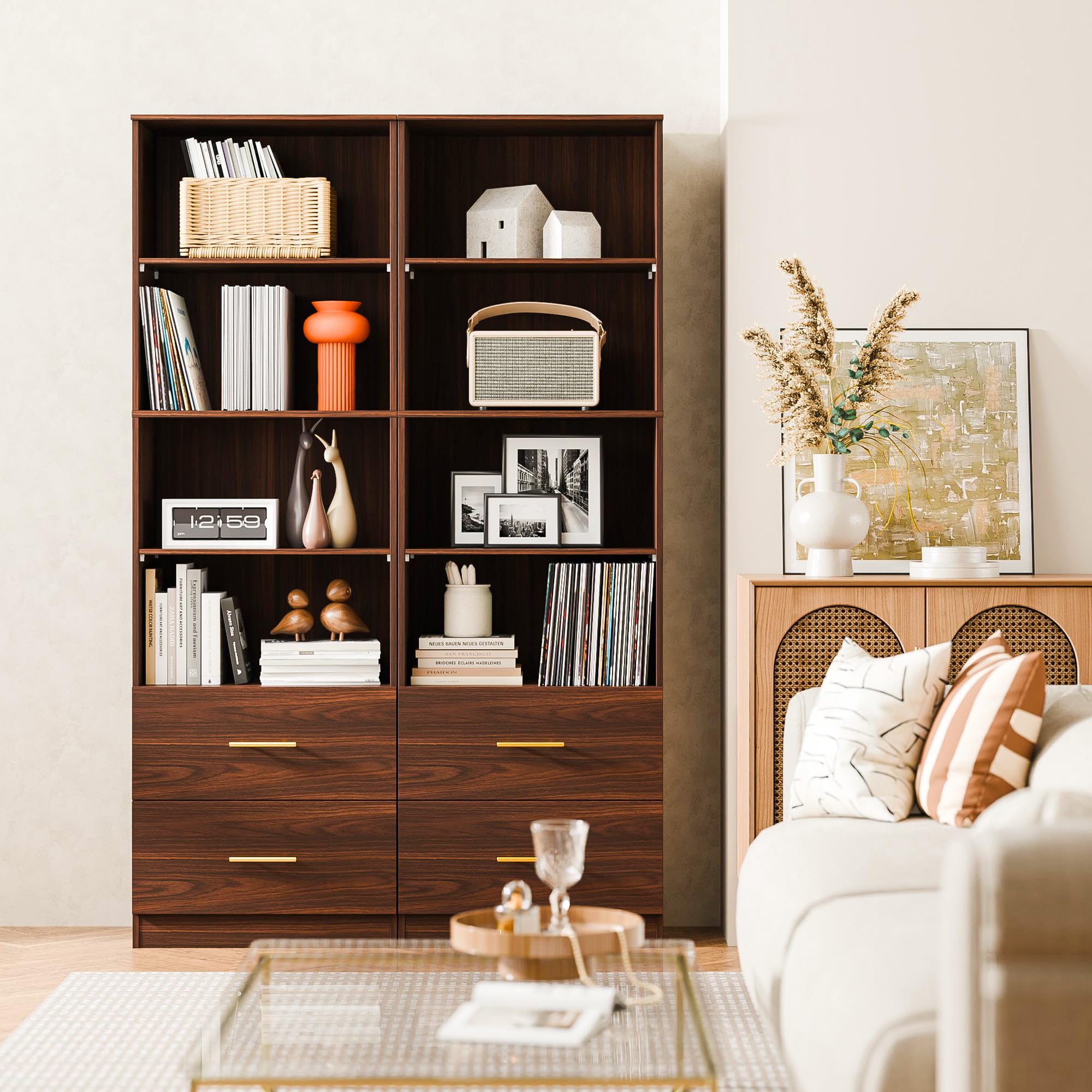 Tall Bookcase with Drawers