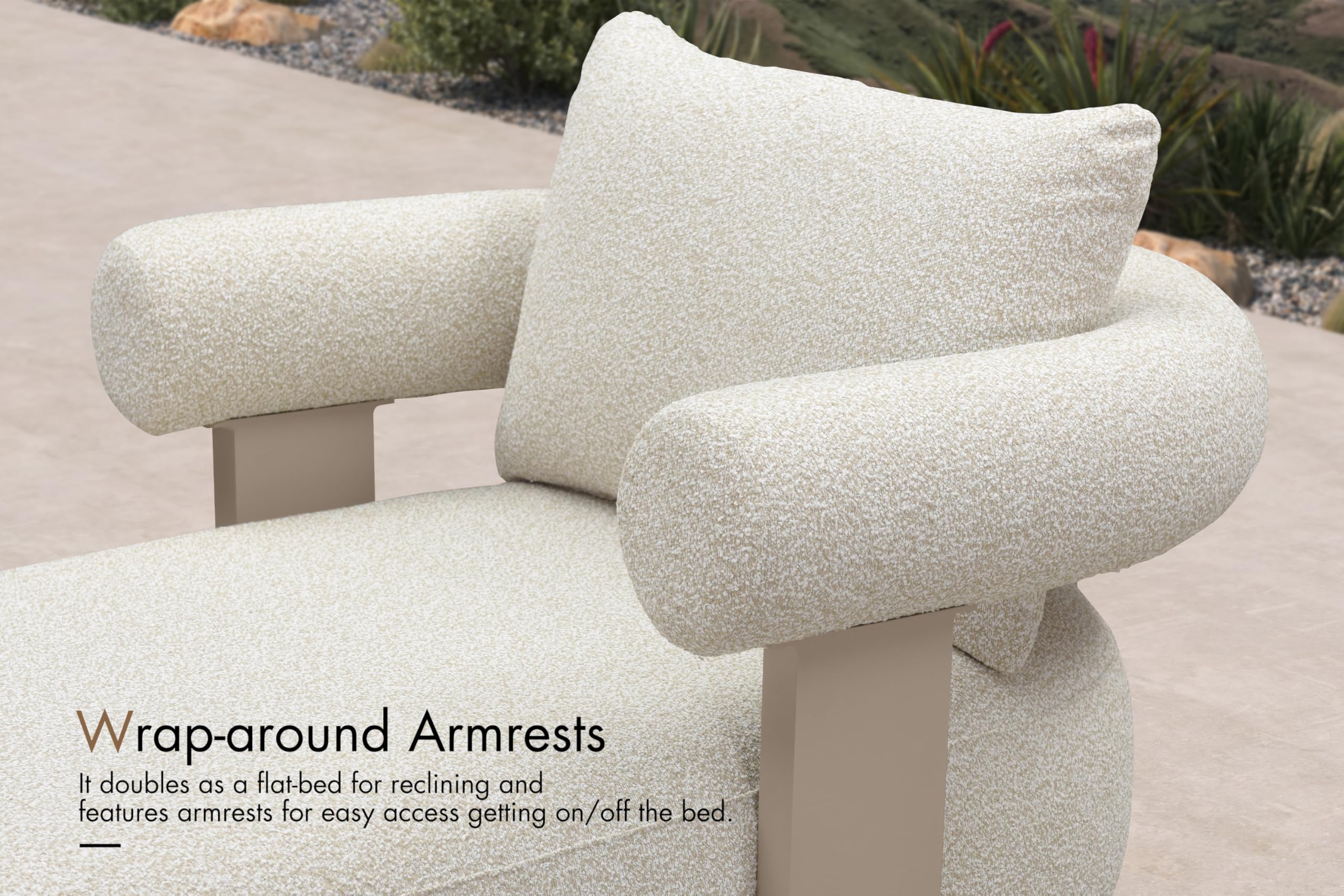 Outdoor Chaise Lounge Chair with Lumbar Pillow and Armrest