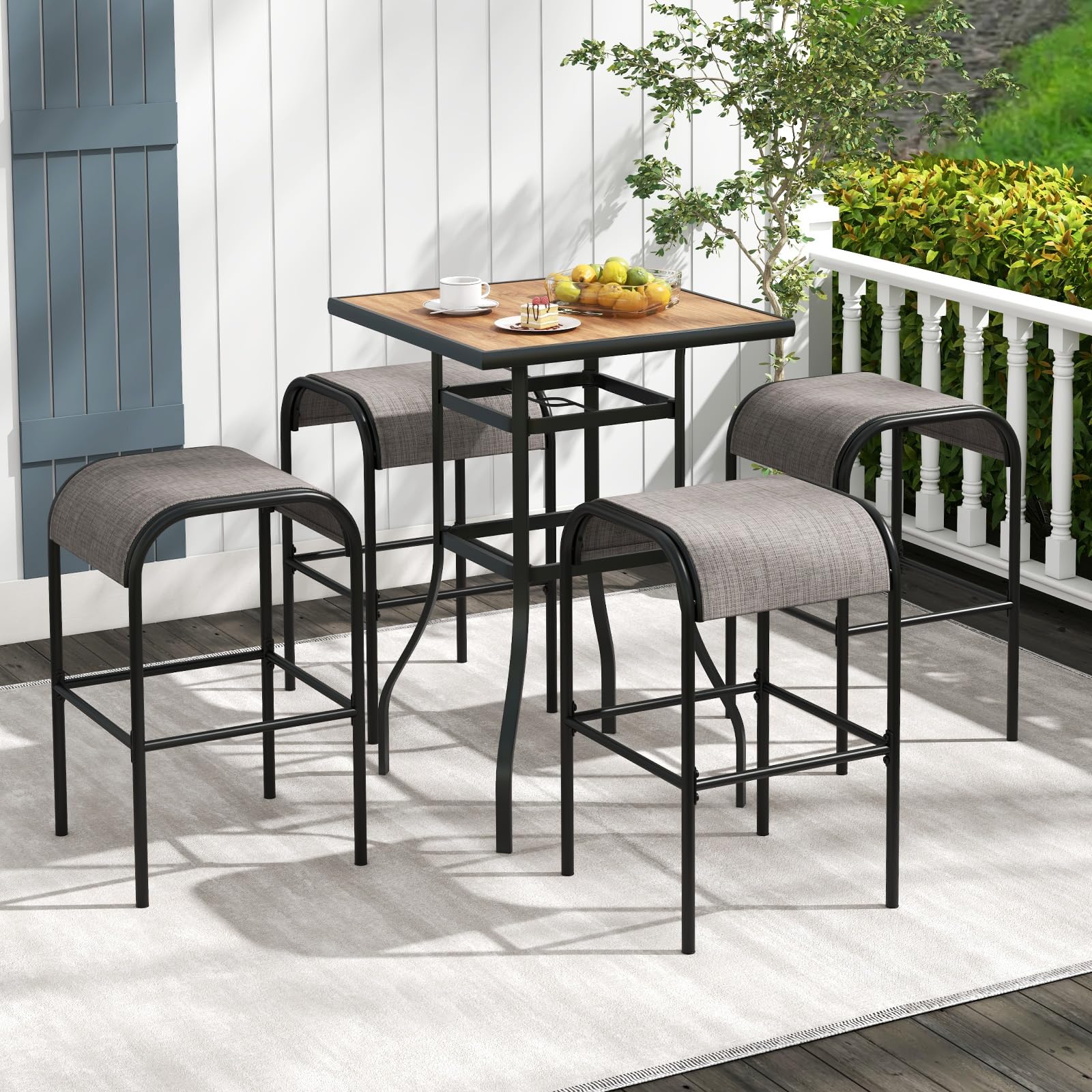 Outdoor Bar Stools Set of 4 - 30" Height with Fabric Seat