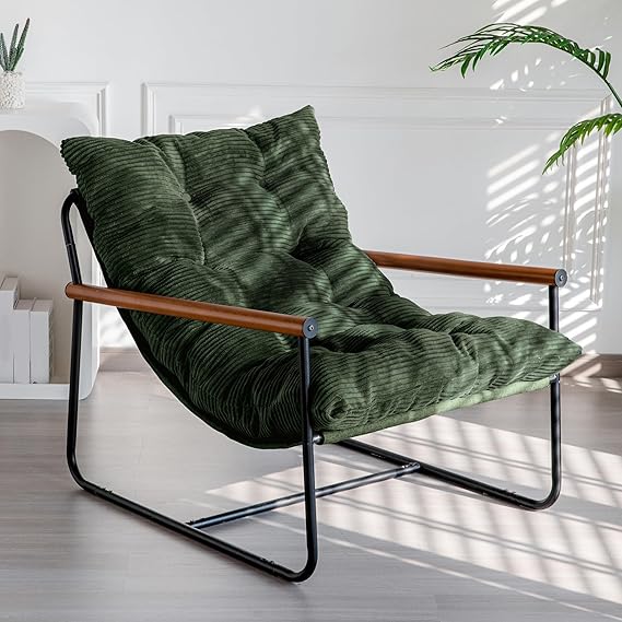 Modern Accent Chair with Wooden Armrests