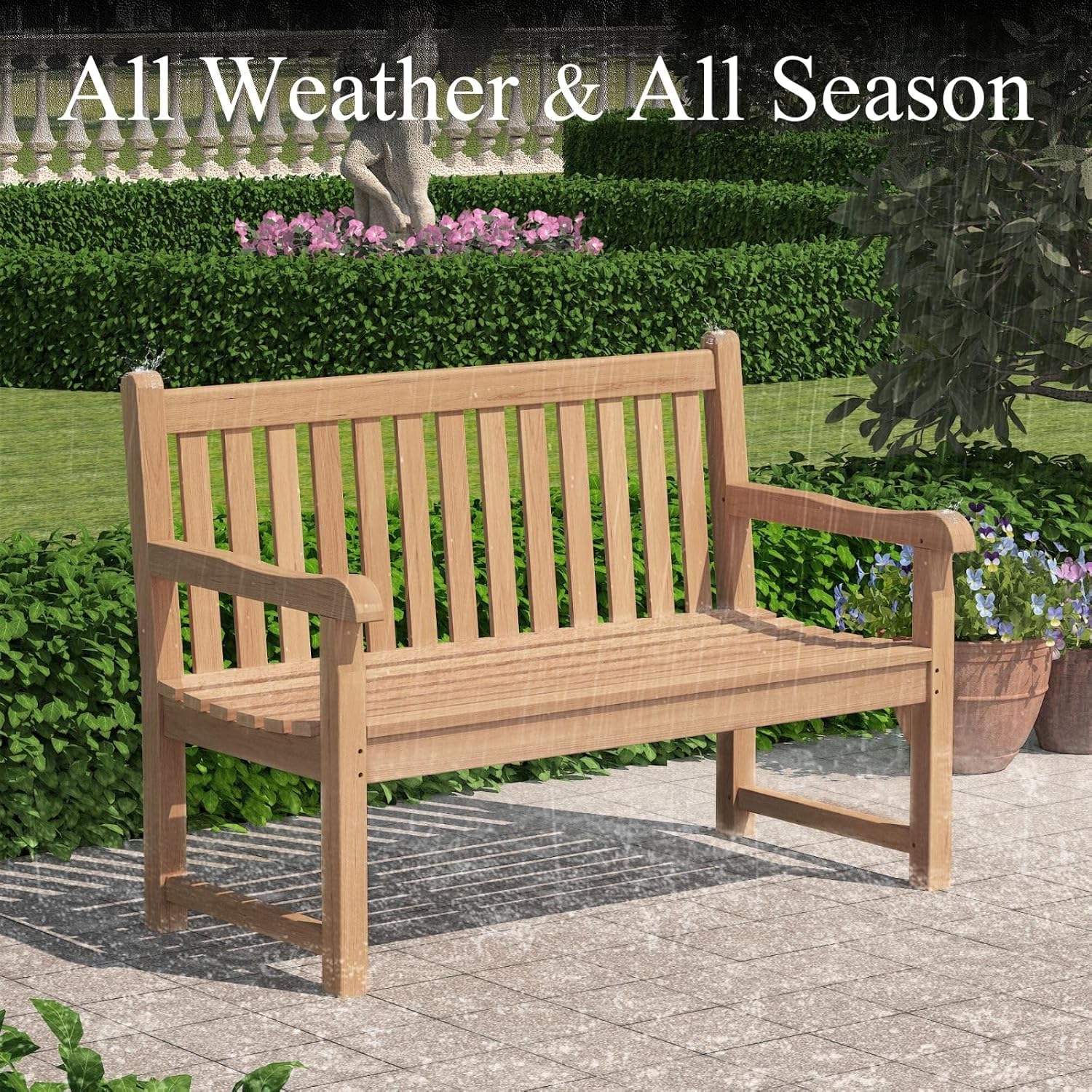 Teak Outdoor Bench for 2