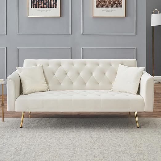 Velvet Sofa Bed with Adjustable Backrest