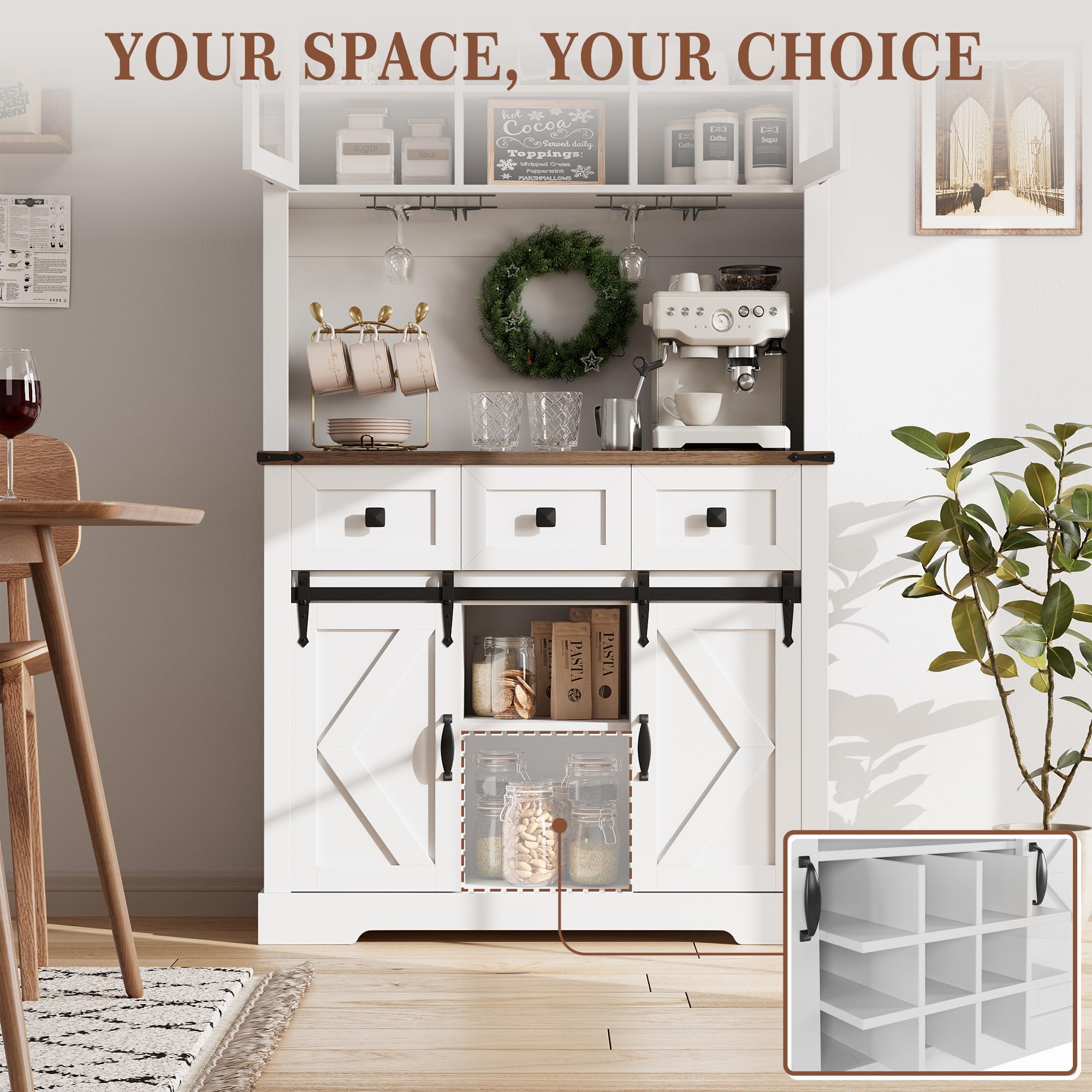 Farmhouse Bar Cabinet with Sliding Barn Door