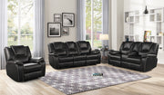 Senytoes 3 PC Living Room Couch Set,Bonded Leather Lounge Chair Loveseat Reclining Couch Recliner Sofa Sets,Black
