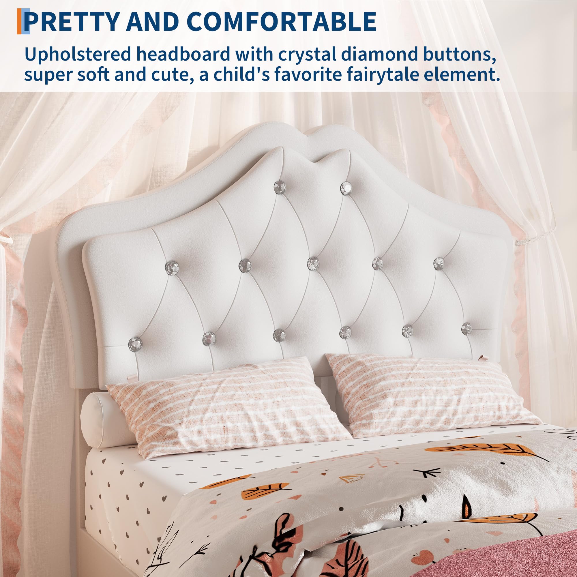 Twin Size Upholstered Platform Bed with LED Lights and Storage Drawer