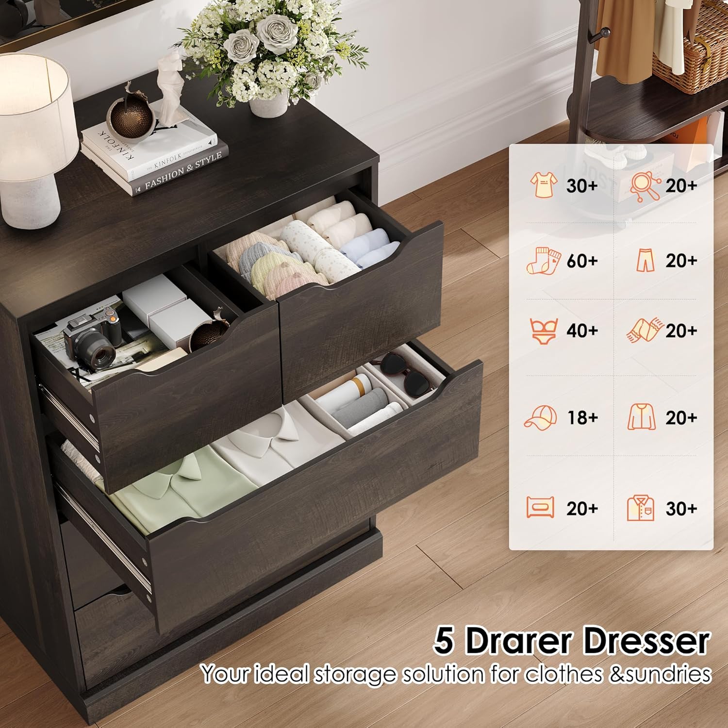 5 Drawer Dresser with Storage