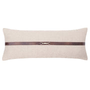 Chenille Herringbone Buckle Detailed Lumbar Pillow 14x36 Sand