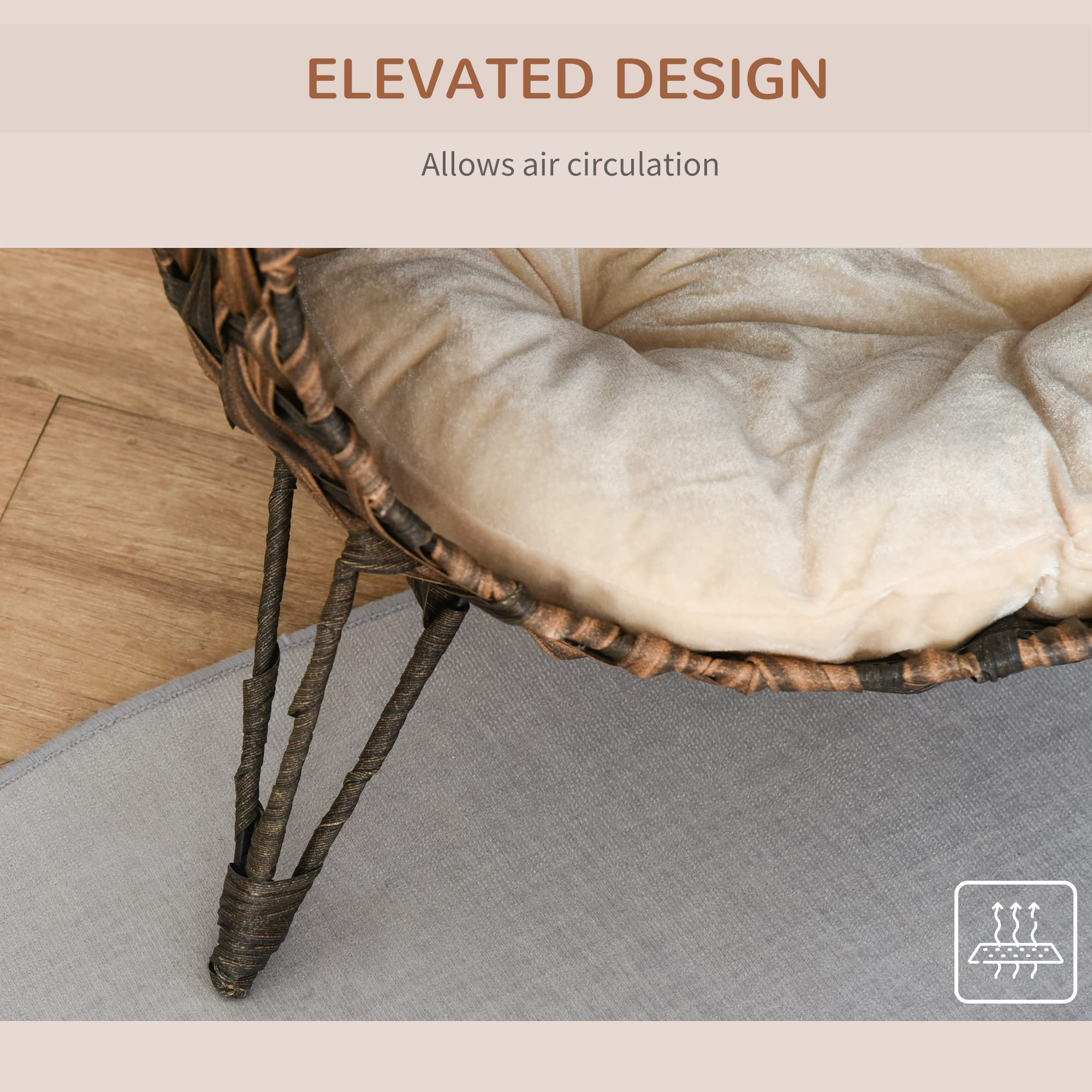 Elevated Woven Cat Bed with Cushion