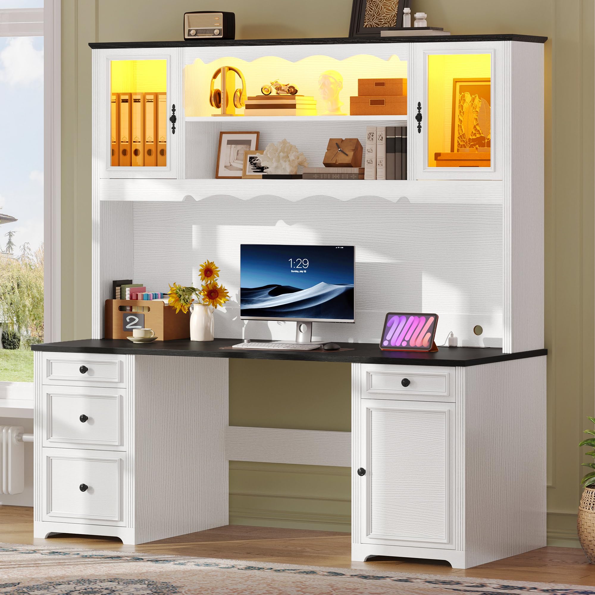 Executive Desk with Hutch and Drawers