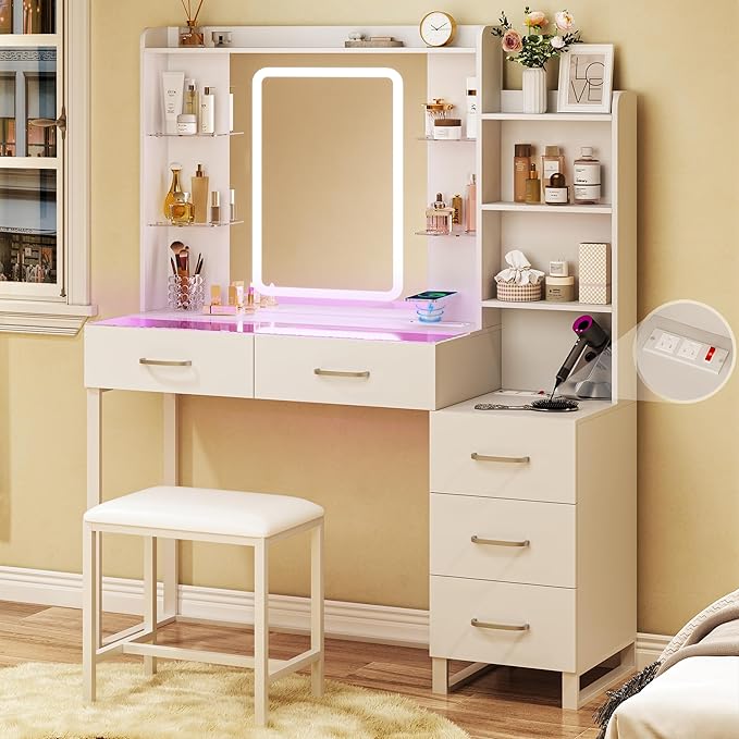 50" Vanity Desk with Mirror and Lights