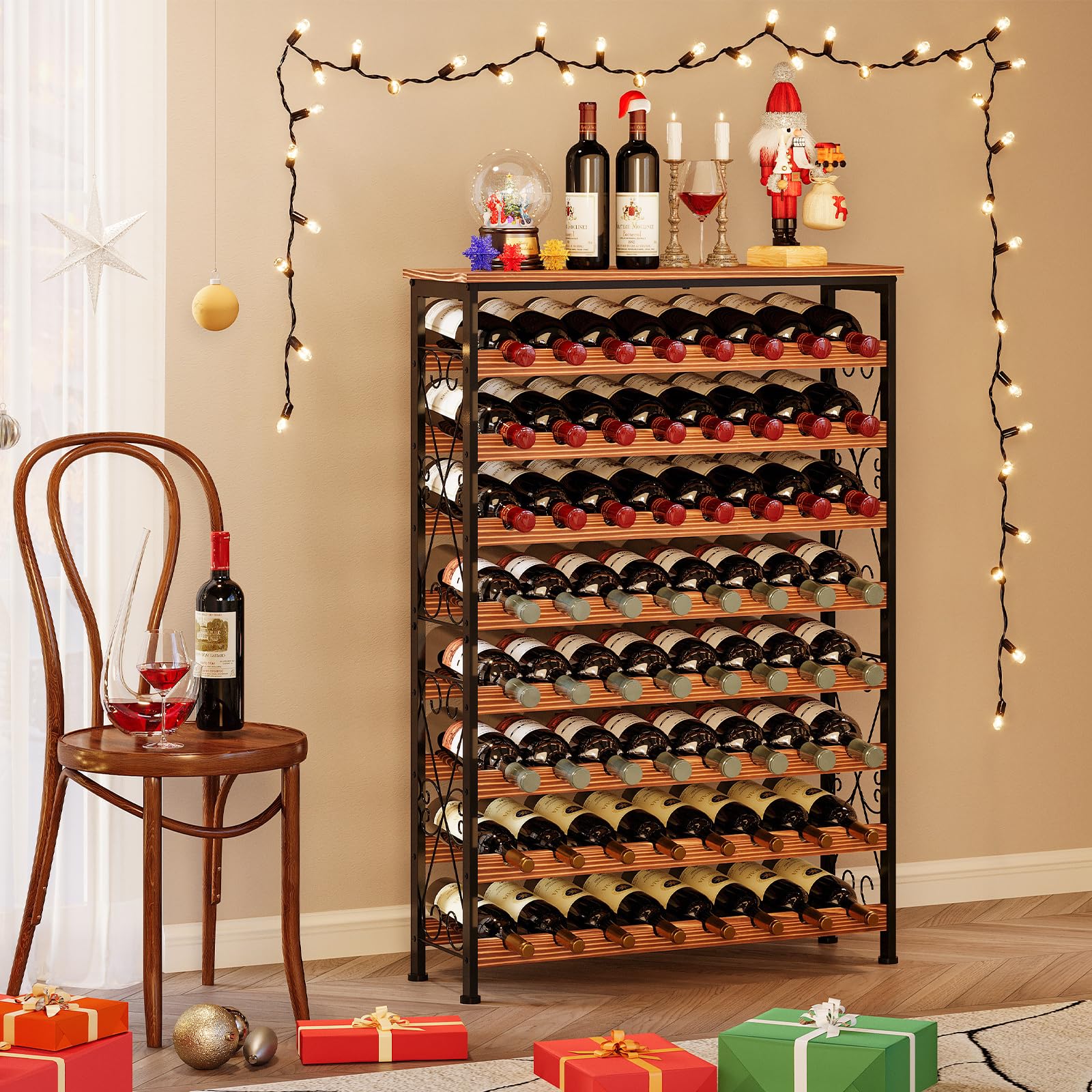 64 Bottle Wine Rack with LED Light