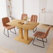 HIPIHOM Modern 46" Dining Table, Rectangular Kitchen Table with Oak Finish, Compact Dining Room Table for 4, Sturdy Construction for Home, Apartment, Small Spaces (Table)