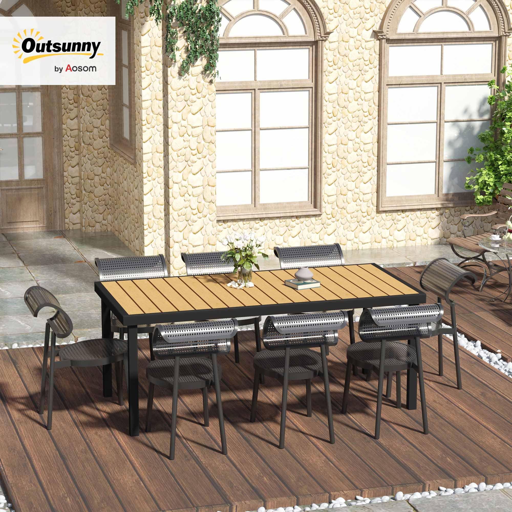 Outdoor Dining Table for 8 People Rectangular Aluminum Frame