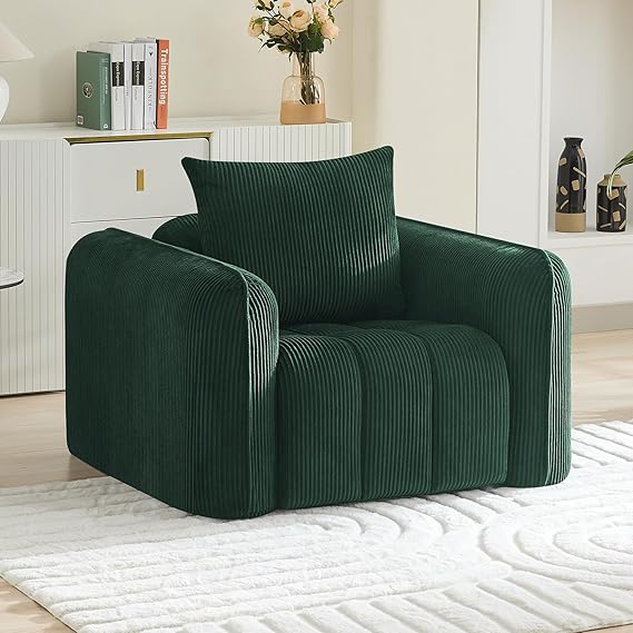 Modern Corduroy Living Room Set - Loveseat with 2 Single Chairs