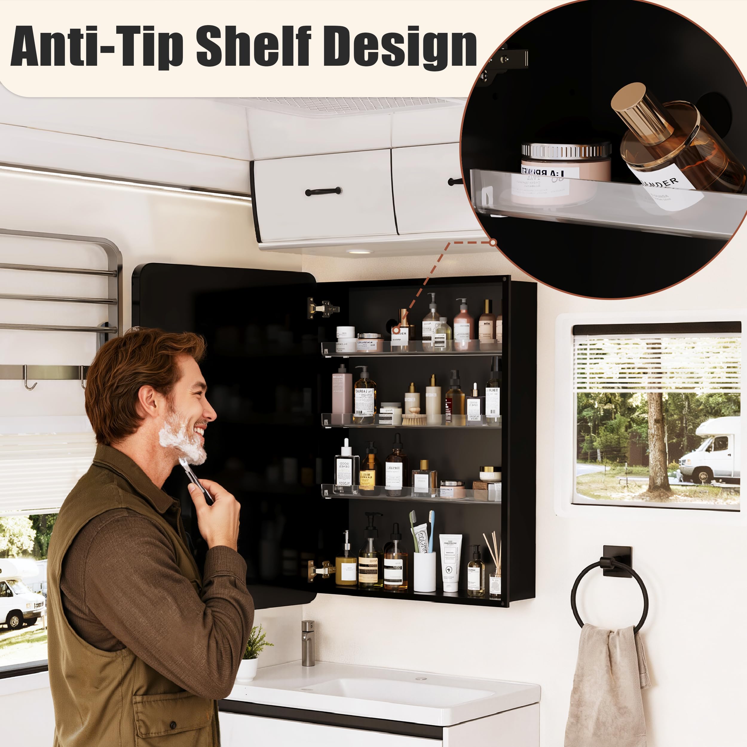 Recessed Medicine Cabinet with Mirror - 16 x 24 Inch Wall Mount Storage