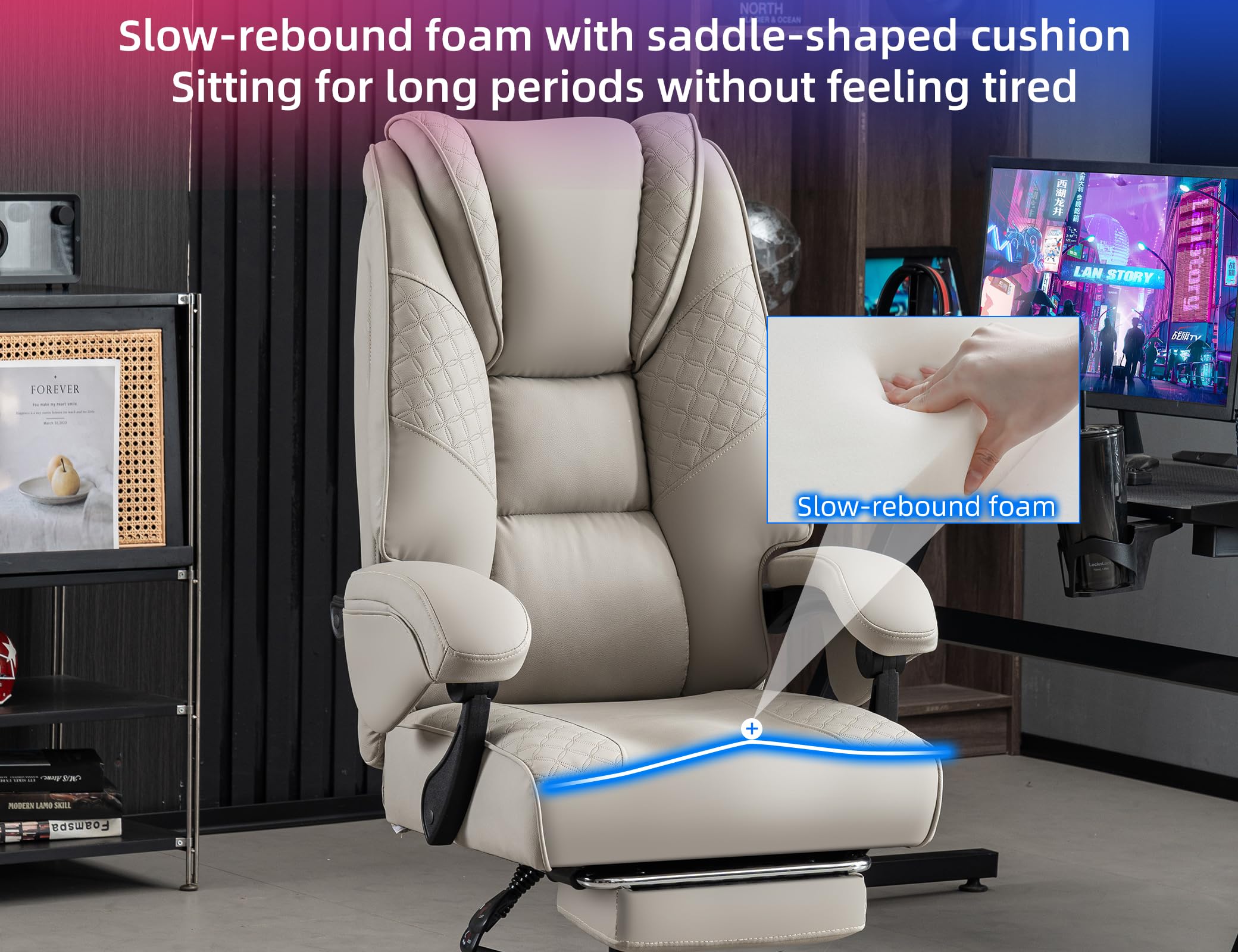 Big and Tall Office Chair with Footrest and Lumbar Support