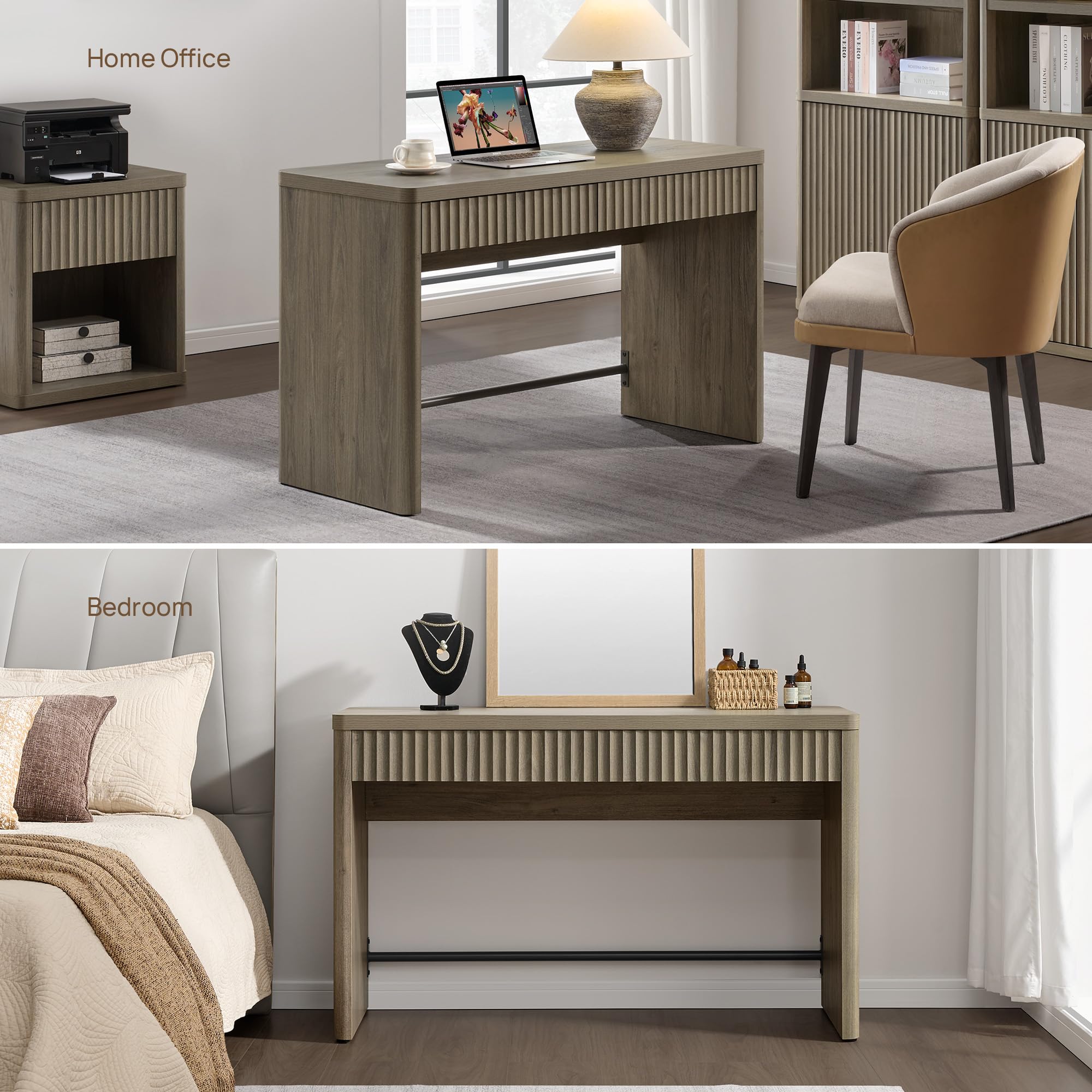Office Computer Desk with 2 Drawers 48.8" Executive Writing Desk