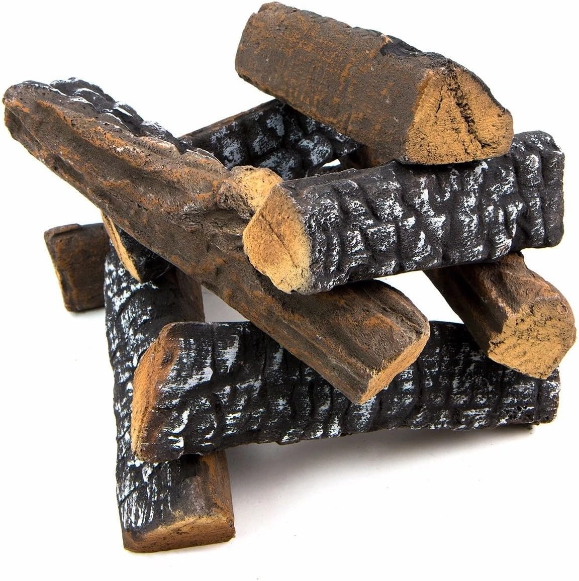 10-Piece Ceramic Fireplace Logs